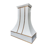 USA White Designer Stainless Steel Kitchen Hood with Brass Straps URHS-175