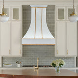 USA White Designer Stainless Steel Kitchen Hood with Brass Straps URHS-175