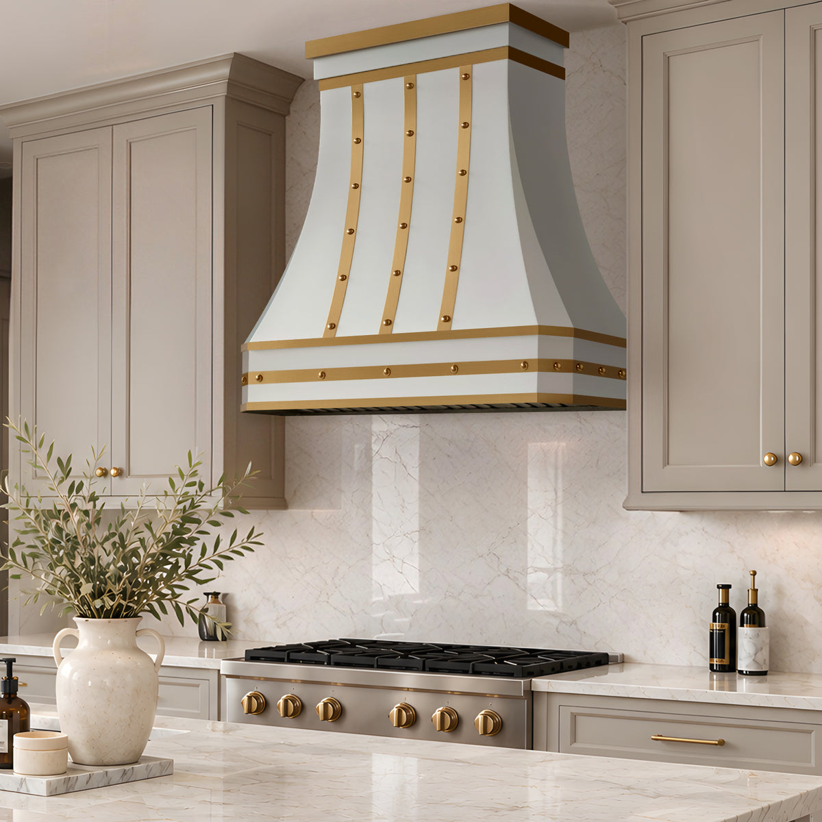 USA White Luxury Handcrafted Stainless Steel Range Hood URHS-263