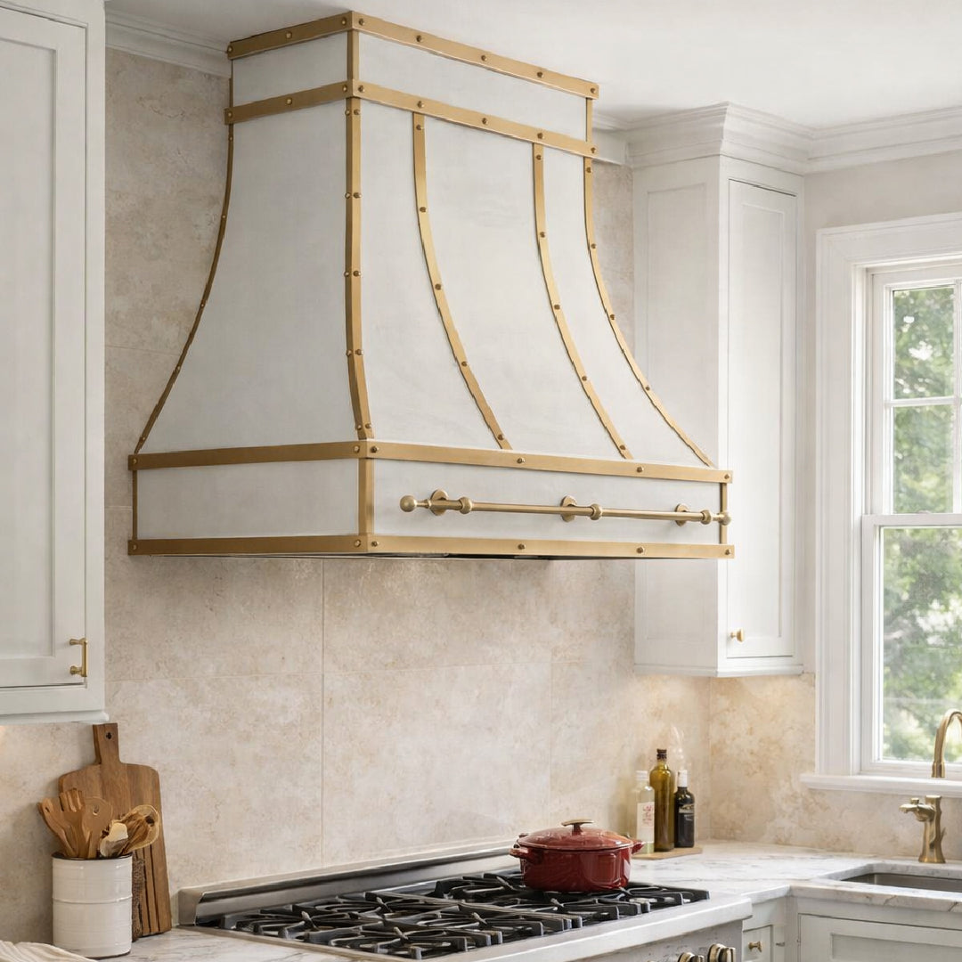USA White Stainless Steel Exhaust Hood with Custom Pot Rack URHS-168