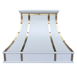 USA White Stainless Steel Stove Hood with Handmade Natural Copper Rivets URHS-257