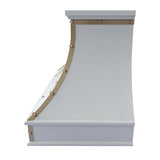 USA White Stainless Steel Stove Hood with Handmade Natural Copper Rivets URHS-257