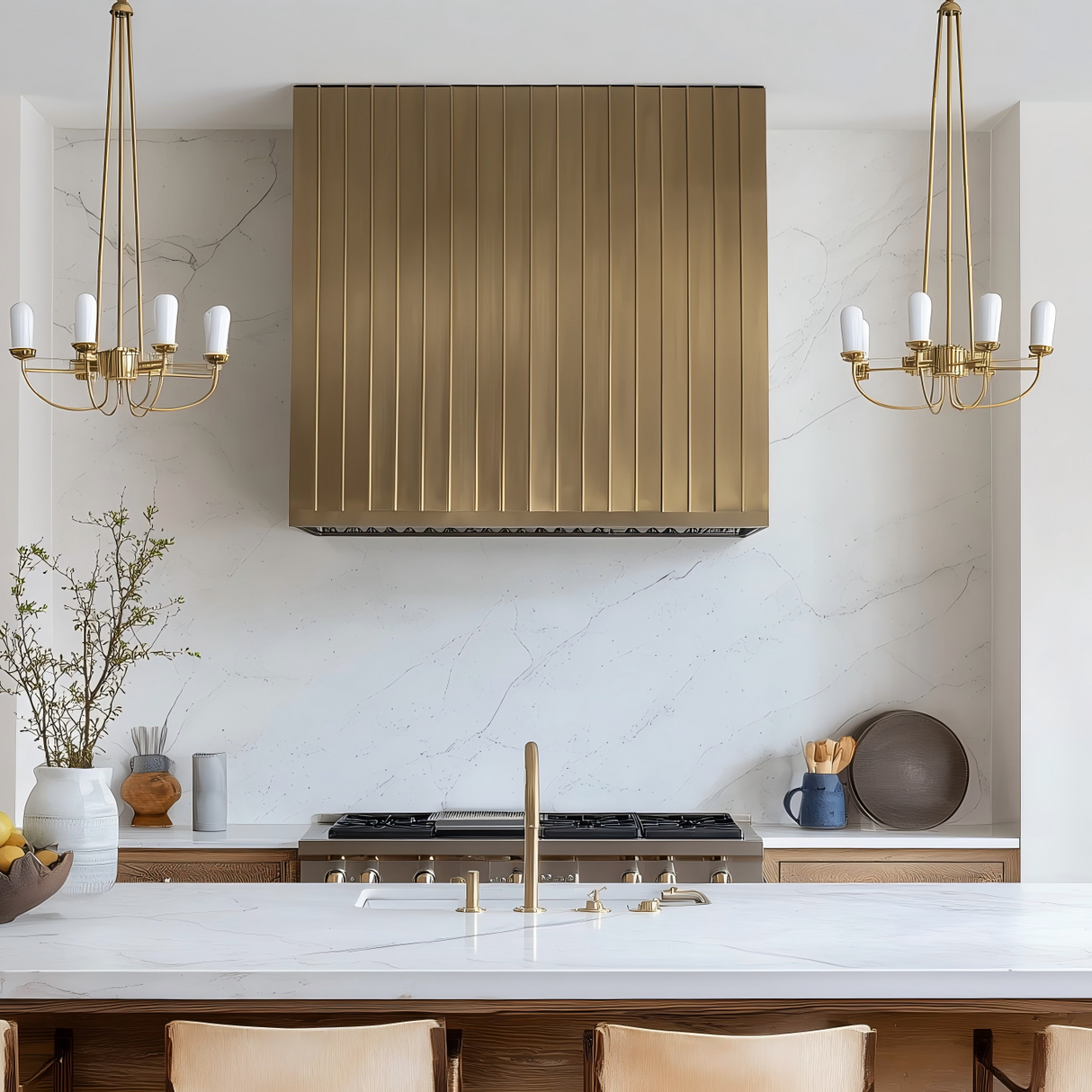 USA Custom Brass Modern Range Hood with Box Shaped URHB-17