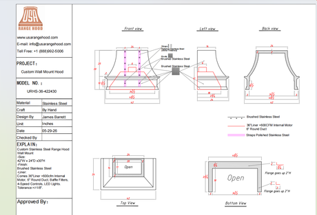 USA Custom Kitchen Hood-URHS-36-Custom Link for Phillip