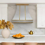USA Custom Curved Stainless Steel Range Hood with Brass detailing URHS-46