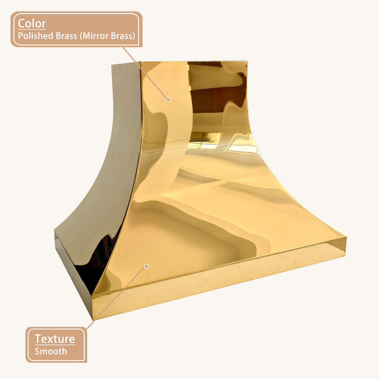 USA Minimal Custom Polished Brass Stove Hood URHB-159