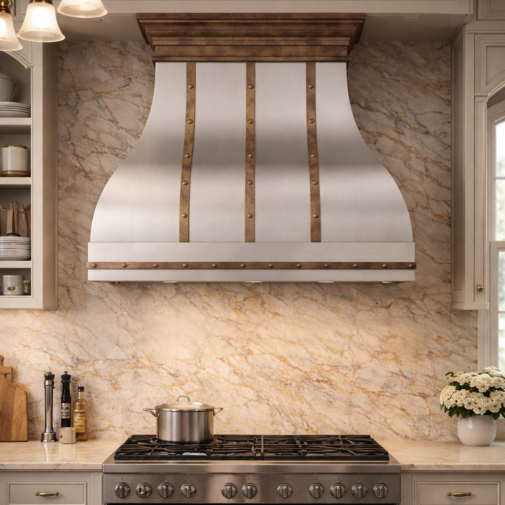 USA Modern Stainless Steel Vent Hood Featuring Classic Straps URHS-149