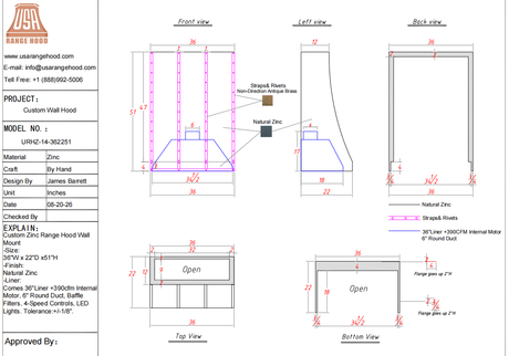 USA Range Hood-URHZ-14-Custom Link for Cory