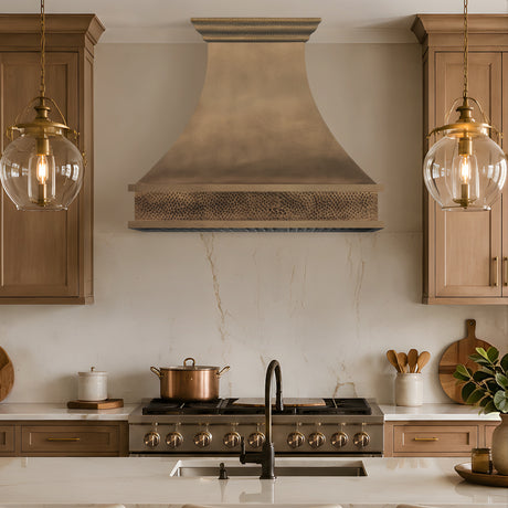 USA Custom Brass Range Hood with Artisan Curved Shaped URHB-77