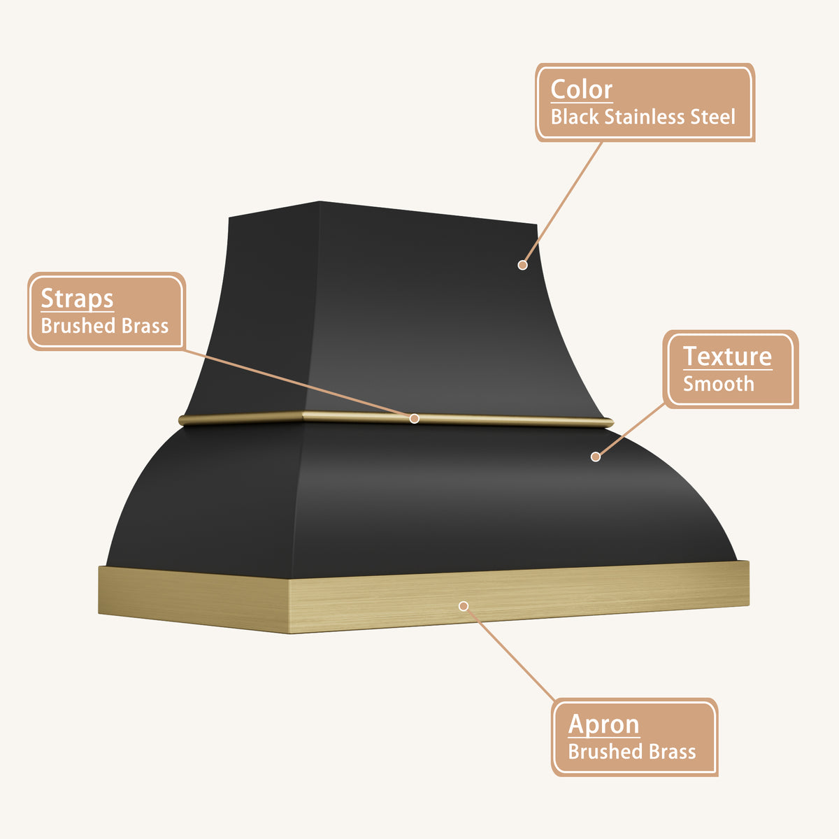 USA Black Stainless Steel Vent Hood with Artisan Bell Shaped URHS-259