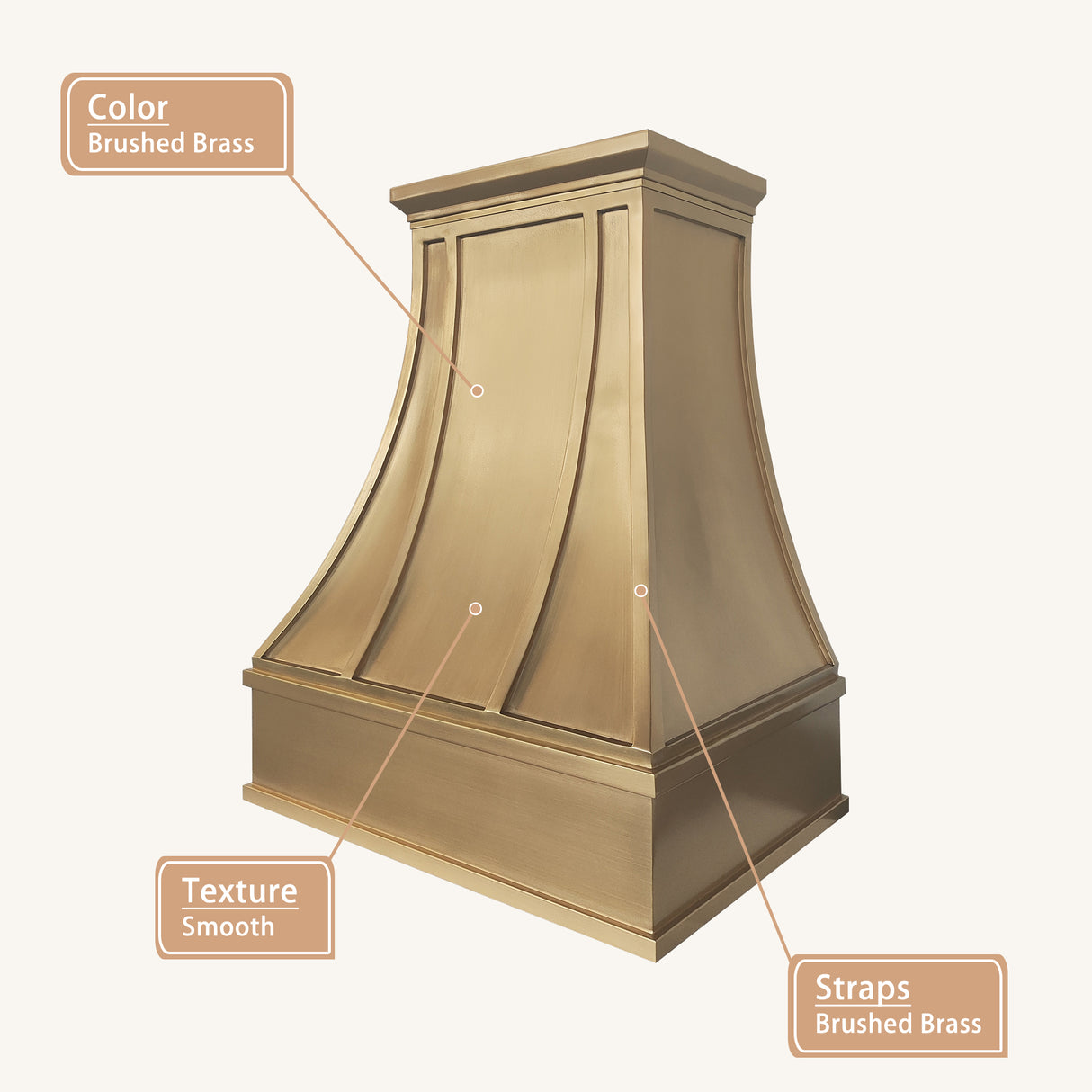 USA Luxury Handcrafted Custom Brushed Brass Stove Hood URHB-139