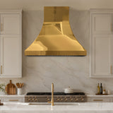 USA Minimal Custom Polished Brass Stove Hood URHB-159