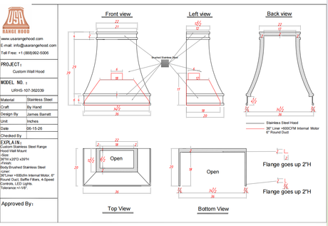 USA Custom Range Hood-URHS-107-Custom Link for Logan