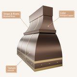 USA Designer Copper Vent Hood with Brass Straps URHC-20