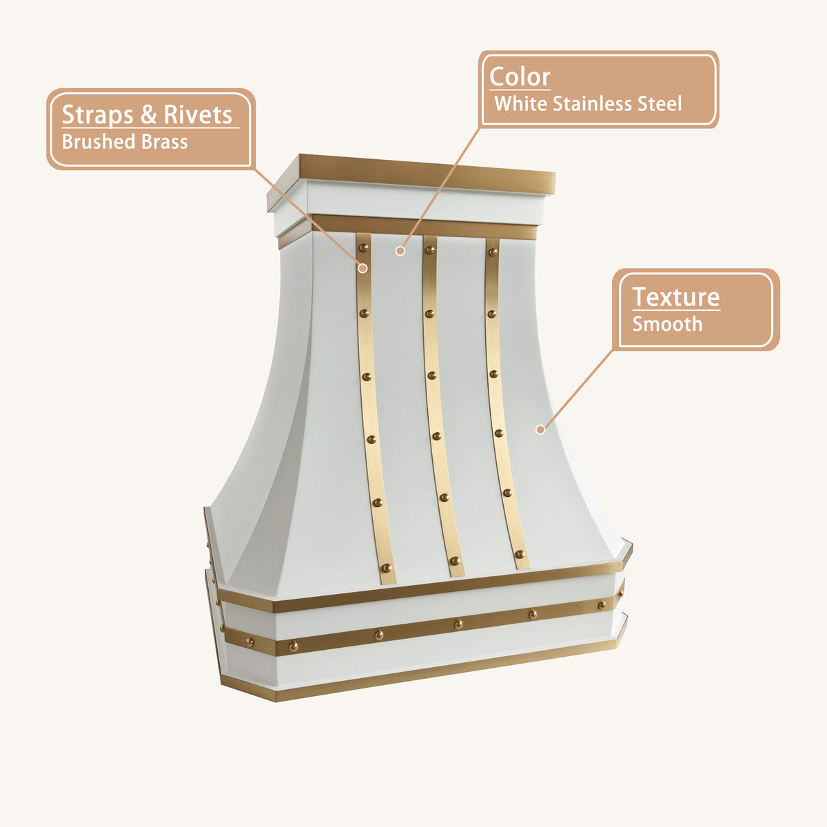 USA White Luxury Handcrafted Stainless Steel Range Hood URHS-263