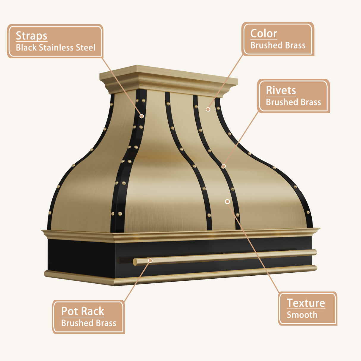 USA Designer Bell Shaped Brass Exhuast Hood URHB-107