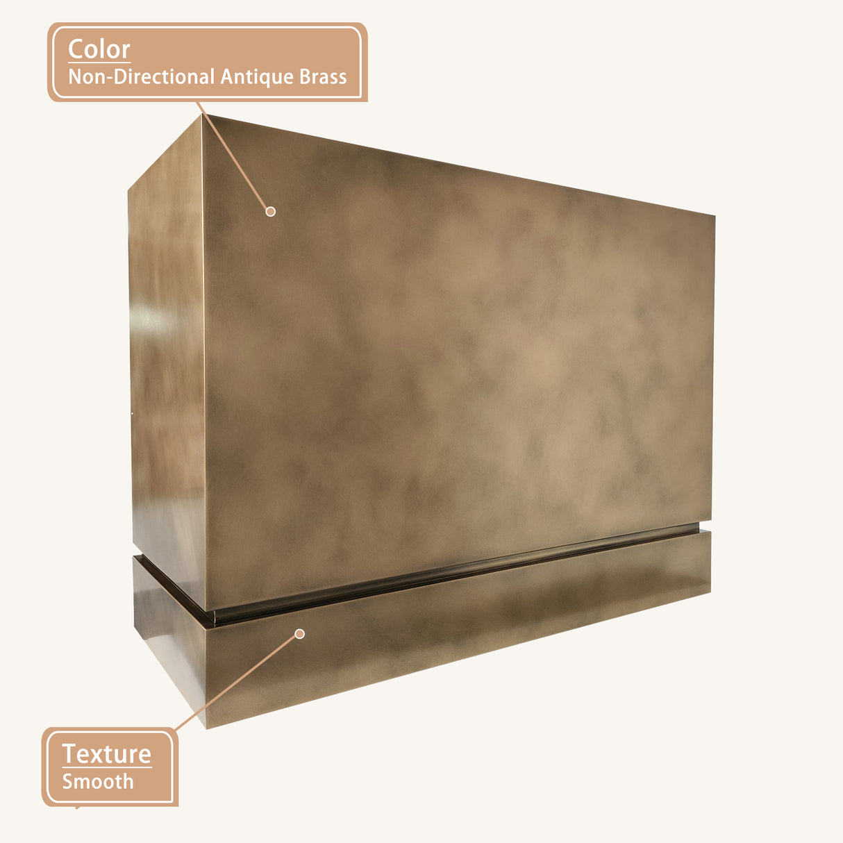 USA Non-directional Brass Custom Stove Hood with Artisan Box Shaped URHB-110