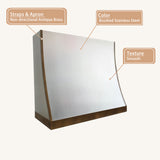 USA Minimal Stainless Steel Kitchen Hood with Handmade Brass Straps URHS-262