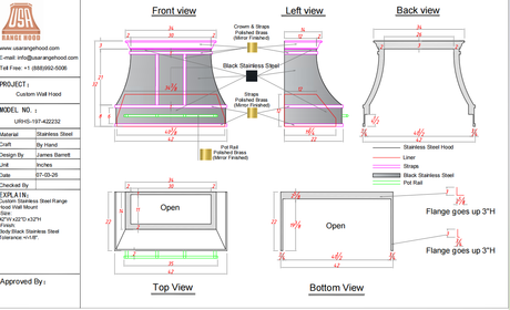 USA Custom Kitchen Hood URHS-197-Custom Link for Sheldon