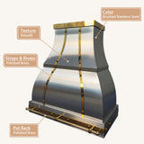 USA Bell Stainless Steel Range Hood with Polished Brass Accents URHS-101