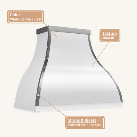 USA White Designer Custom Stainless Steel Vent Hood URHS-196