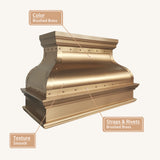 USA Classic Brushed Brass Stove Hood with Custom Bell Shaped URHB-122