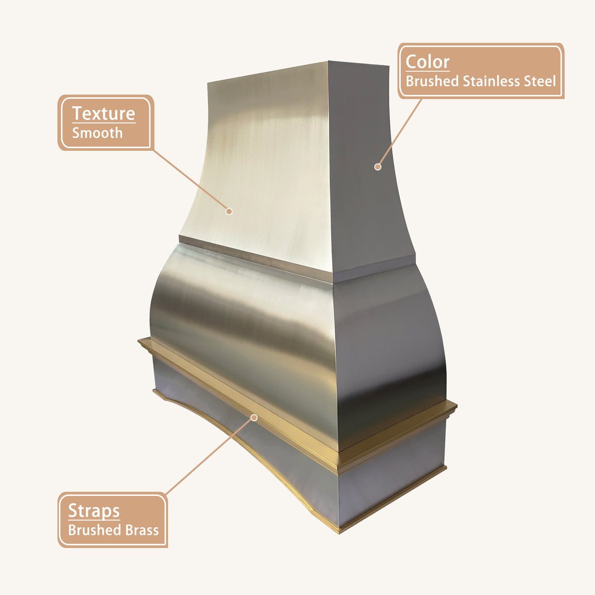 USA Custom Stainless Steel Kitchen Hood with Designer Apron URHS-255