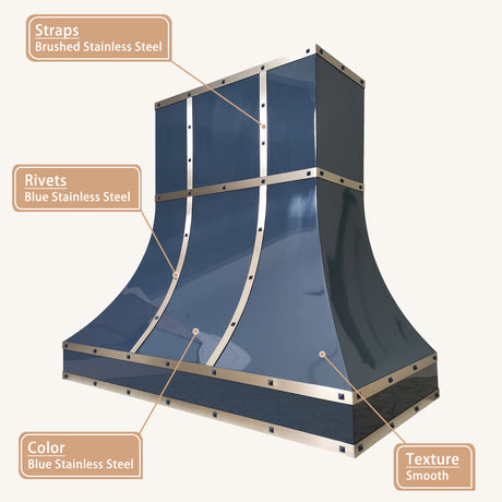 USA Artisan Blue Stainless Steel Vent Hood URHS-155