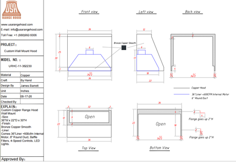 USA Range Hood-Custom Hood-Custom Link for Doris
