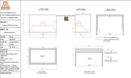 USA Custom Range Hood-URHB-68-Custom Link for Keith