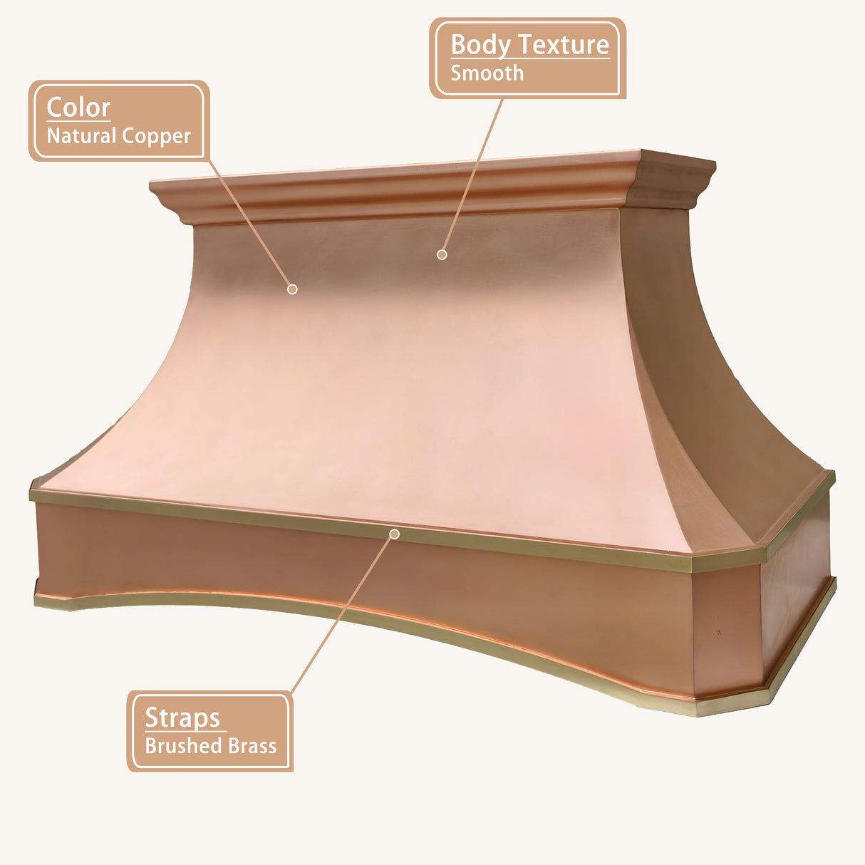 USA Artisan Handmade Natural Copper Exhaust Hood URHC-110