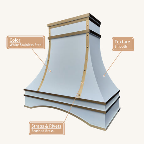 USA White Luxury Stainless Steel Range Hood with Arch Apron URHS-165