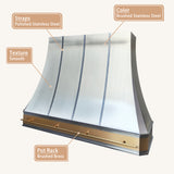 USA Mix Metal Custom Kitchen Vent Hood in Premium Stainless Steel and Brass URHS-75