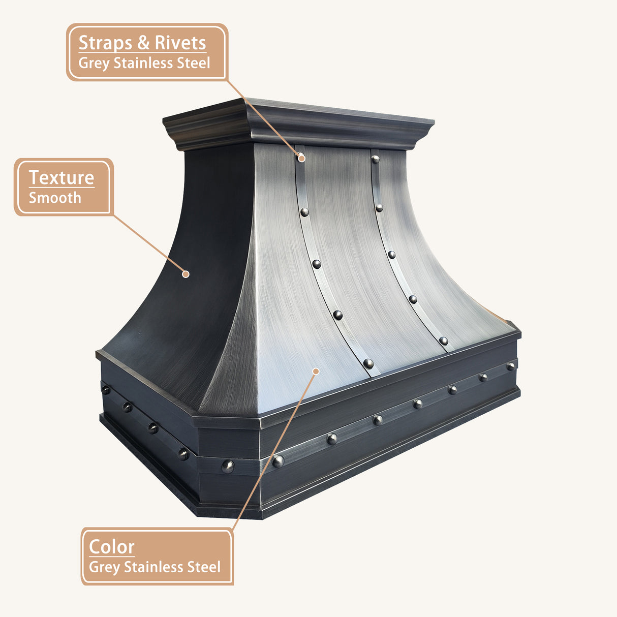 USA Artisan Custom Grey Stainless Steel Range Hood URHS-193